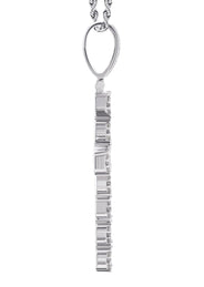 14K White Gold Diamond Cross Necklace | 1.6 Carats