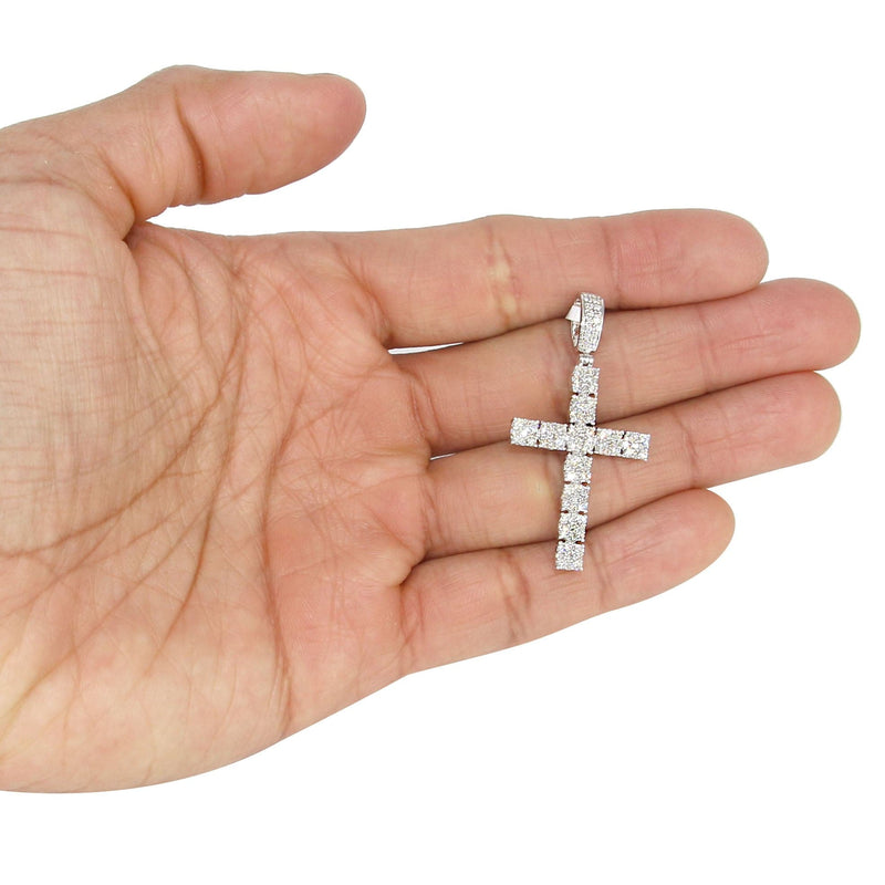 14K White Gold Diamond Cross Necklace | 1.6 Carats