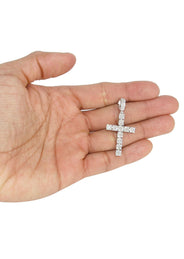 14K White Gold Diamond Cross Necklace | 1.6 Carats