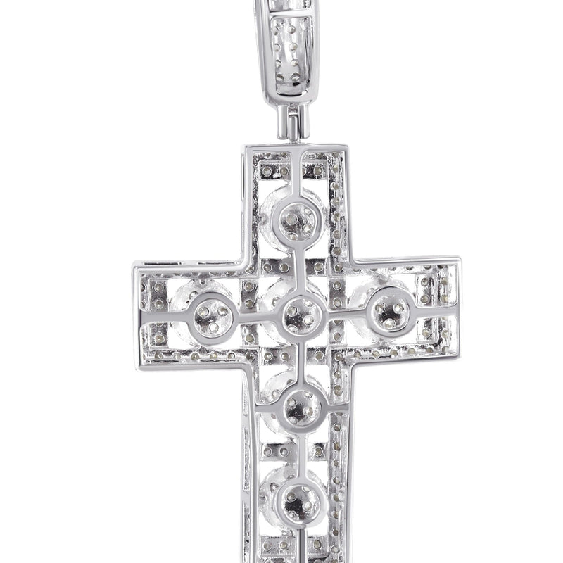 14K White Gold Diamond Cross Necklace | 1.65 Carats