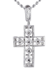 14K White Gold Diamond Cross Necklace | 1.65 Carats