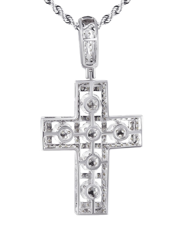 14K White Gold Diamond Cross Necklace | 1.65 Carats