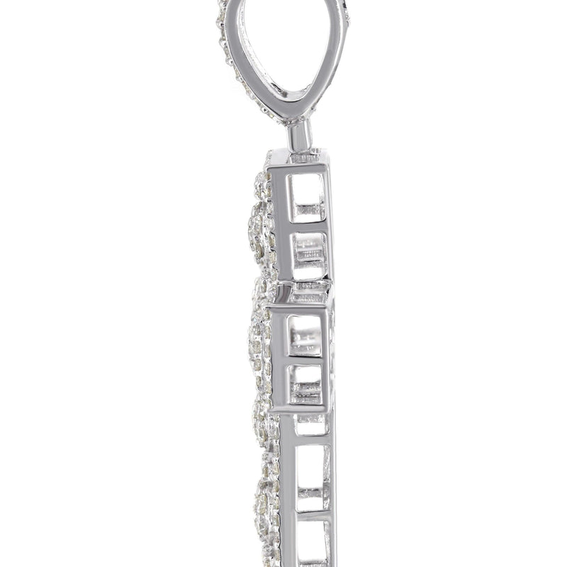 14K White Gold Diamond Cross Necklace | 1.65 Carats