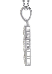 14K White Gold Diamond Cross Necklace | 1.65 Carats