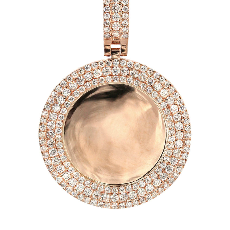 14K Rose Gold Diamond Round Picture Pendant Necklace | 2.75 Carats | Appx. 22.9 Grams