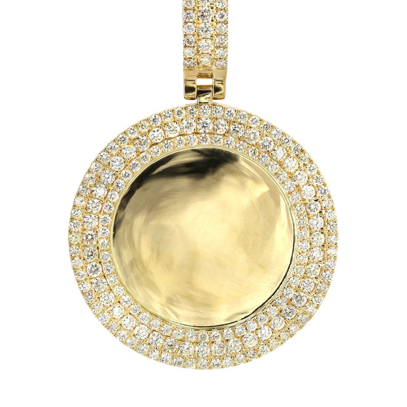14K Yellow Gold Diamond Round Picture Pendant Necklace | 2.75 Carats | Appx. 22.9 Grams