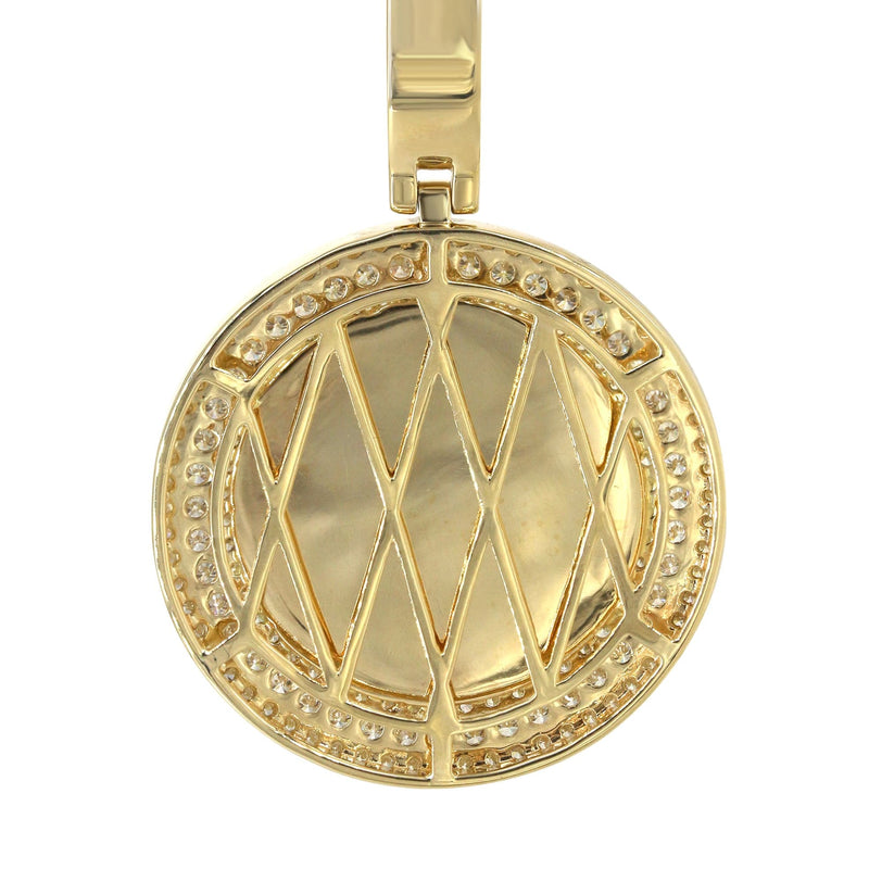14K Yellow Gold Diamond Round Picture Pendant Necklace | 2.75 Carats | Appx. 22.9 Grams