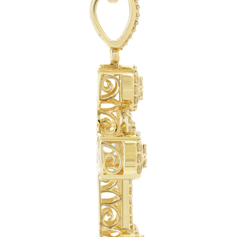 14K Yellow Gold Diamond Cross Necklace | 2.98 Carats