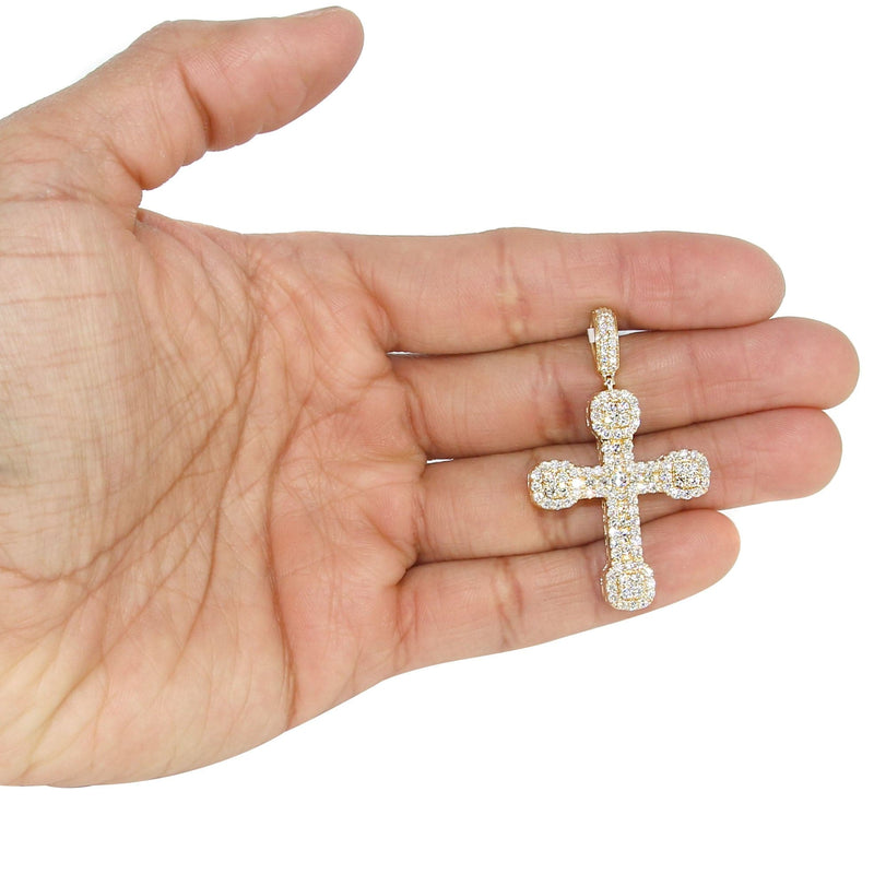 14K Yellow Gold Diamond Cross Necklace | 2.98 Carats