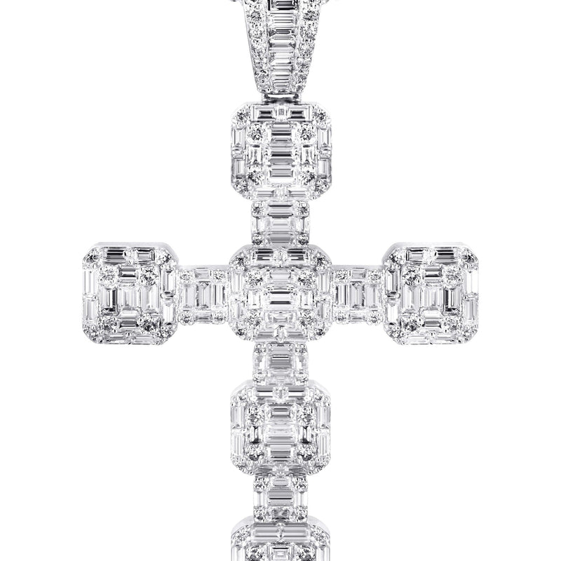 14K White Gold Diamond Cross Necklace | 2.68 Carats