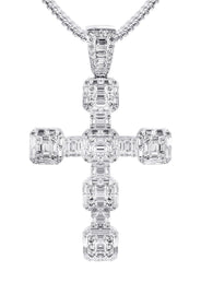 14K White Gold Diamond Cross Necklace | 2.68 Carats