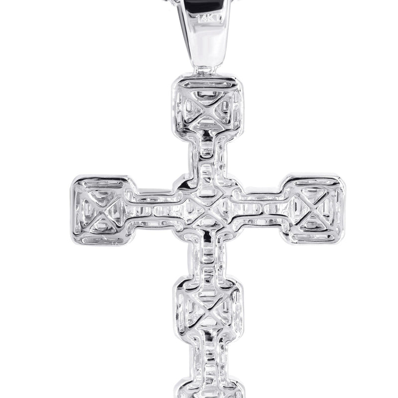 14K White Gold Diamond Cross Necklace | 2.68 Carats