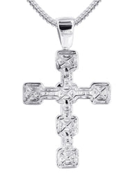 14K White Gold Diamond Cross Necklace | 2.68 Carats