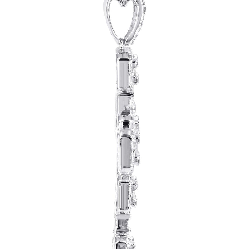 14K White Gold Diamond Cross Necklace | 2.68 Carats