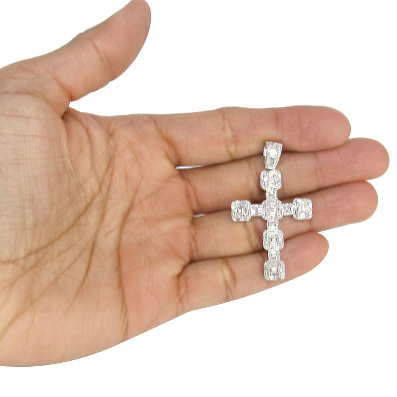 14K White Gold Diamond Cross Necklace | 2.68 Carats