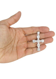 14K White Gold Diamond Cross Necklace | 2.68 Carats
