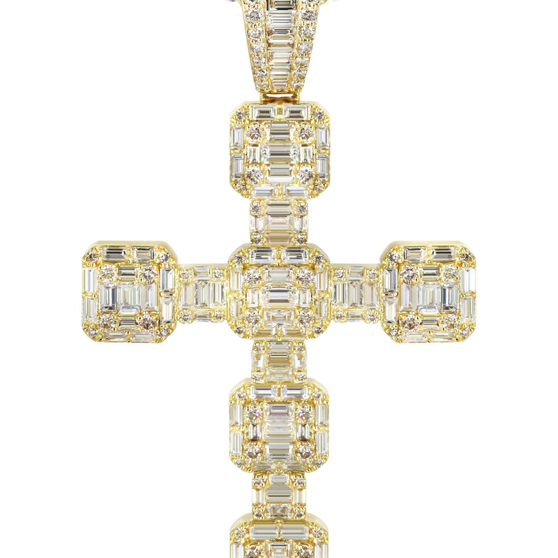 14K Yellow Gold Diamond Cross Necklace | 2.68 Carats