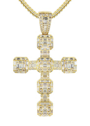 14K Yellow Gold Diamond Cross Necklace | 2.68 Carats