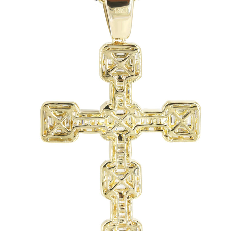 14K Yellow Gold Diamond Cross Necklace | 2.68 Carats