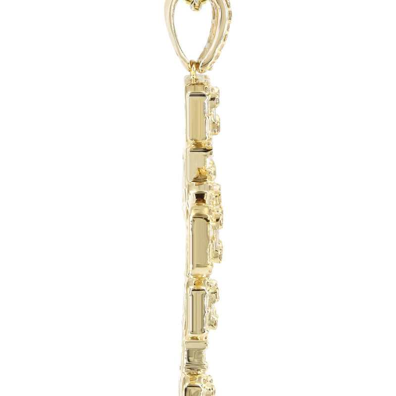 14K Yellow Gold Diamond Cross Necklace | 2.68 Carats