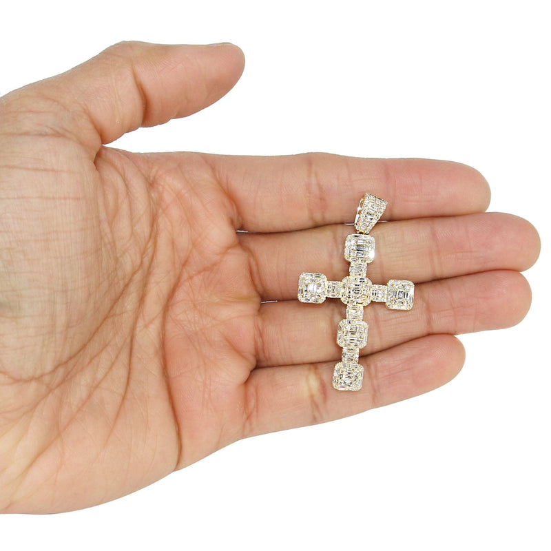 14K Yellow Gold Diamond Cross Necklace | 2.68 Carats