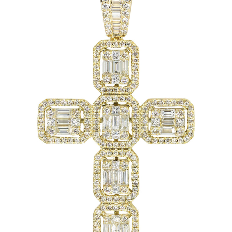 14K Yellow Gold Diamond Cross Necklace | 1.78 Carats