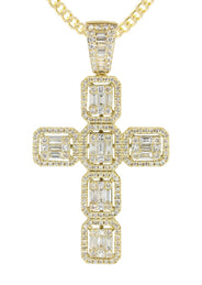 14K Yellow Gold Diamond Cross Necklace | 1.78 Carats