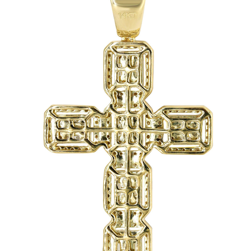 14K Yellow Gold Diamond Cross Necklace | 1.78 Carats