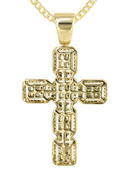 14K Yellow Gold Diamond Cross Necklace | 1.78 Carats