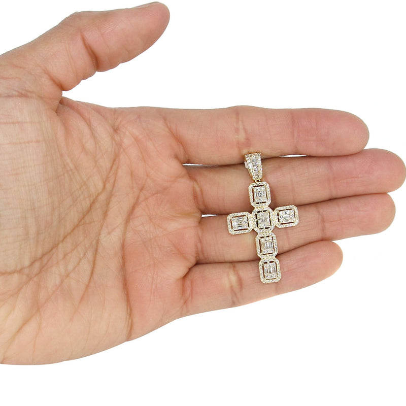 14K Yellow Gold Diamond Cross Necklace | 1.78 Carats
