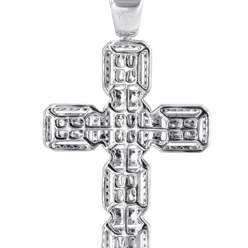 14K White Gold Diamond Cross Necklace | 2.88 Carats