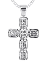 14K White Gold Diamond Cross Necklace | 2.88 Carats