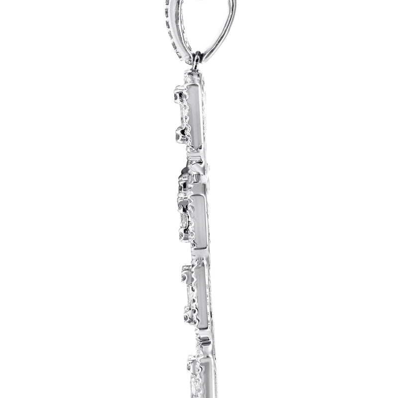 14K White Gold Diamond Cross Necklace | 2.88 Carats