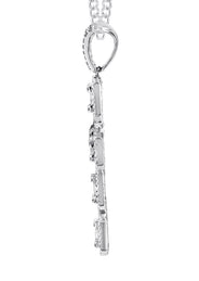 14K White Gold Diamond Cross Necklace | 2.88 Carats