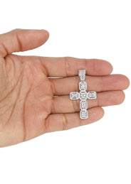 14K White Gold Diamond Cross Necklace | 2.88 Carats