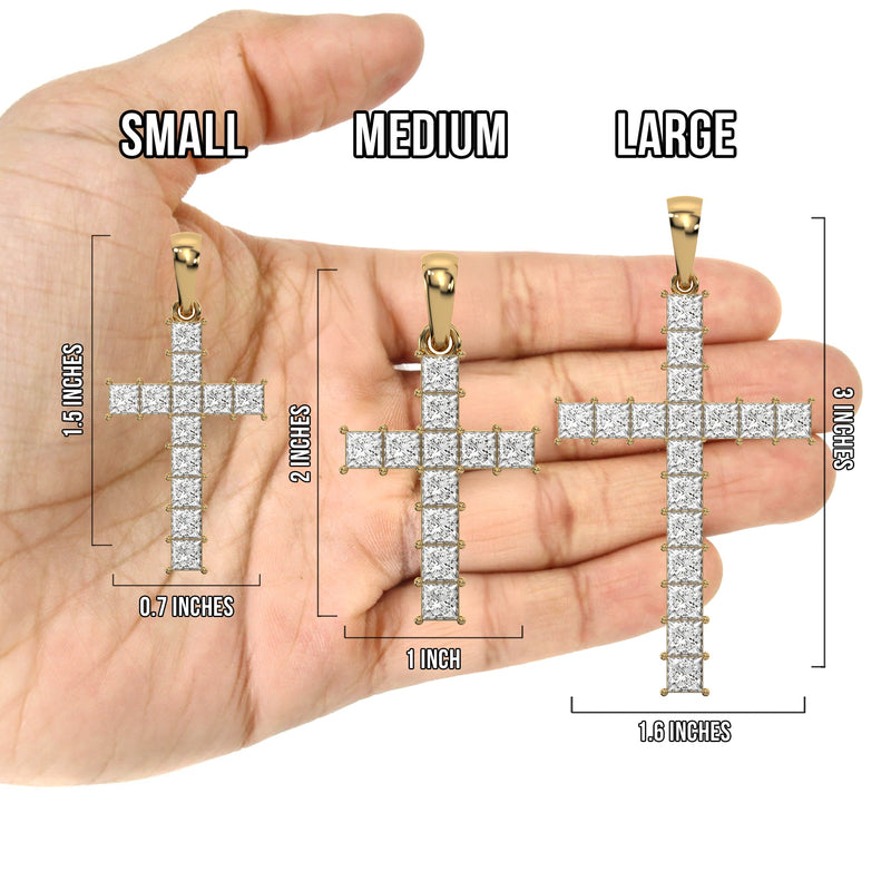 Men's VVS Princess Lab Diamond Customizable Rose Gold Cross Necklace Pendant