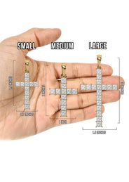 Men's VVS Princess Lab Diamond Customizable Yellow Gold Cross Necklace Pendant