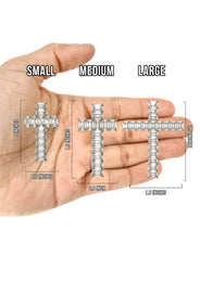 Men's Emerald Cut VVS Lab Diamond Customizable White Gold Cross Necklace Pendant