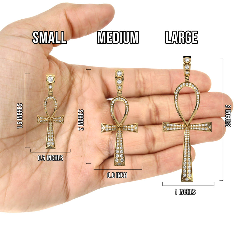 Men's VVS Lab Diamond Customizable Yellow Gold Ankh Necklace Pendant