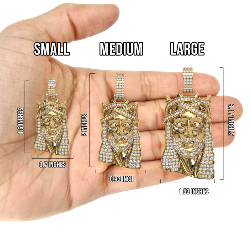 Men's Yellow Gold VVS Lab Grown Diamond Customizable Jesus Necklace Pendant