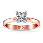 Solitaire Diamond Princess Cut Engagement Ring Comfort Fit 14K Rose Gold