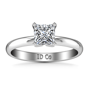 Solitaire Princess Cut Diamond Engagement Ring Comfort Fit  14K White Gold