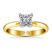 Solitaire Diamond Princess Cut Engagement Ring Comfort Fit 14K Yellow Gold