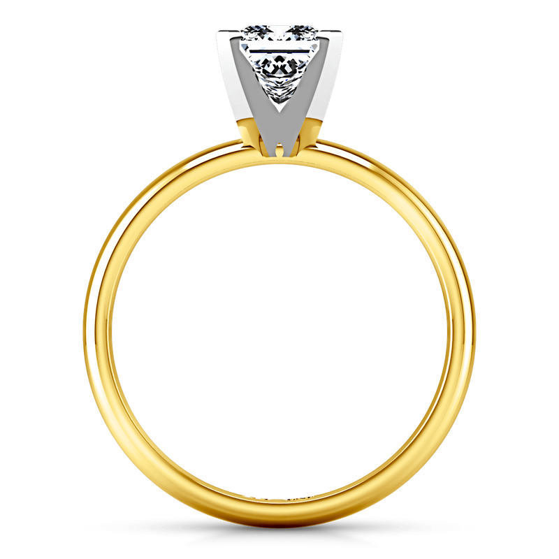 Solitaire Diamond Princess Cut Engagement Ring Comfort Fit 14K Yellow Gold