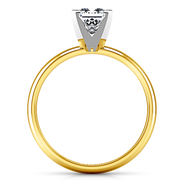 Solitaire Diamond Princess Cut Engagement Ring Comfort Fit 14K Yellow Gold
