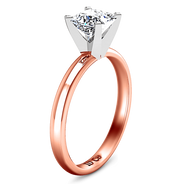 Solitaire Diamond Princess Cut Engagement Ring Comfort Fit 14K Rose Gold