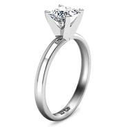 Solitaire Princess Cut Diamond Engagement Ring Comfort Fit  14K White Gold