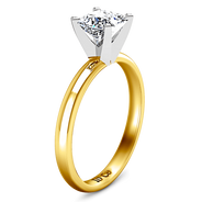 Solitaire Diamond Princess Cut Engagement Ring Comfort Fit 14K Yellow Gold