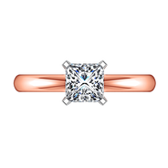Solitaire Diamond Princess Cut Engagement Ring Comfort Fit 14K Rose Gold