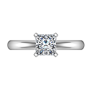 Solitaire Princess Cut Diamond Engagement Ring Comfort Fit  14K White Gold
